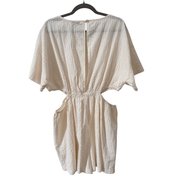 Madewell Cutout Romper in Seersucker "Lighthouse" Cream 100% Cotton Size XXL - Picture 10 of 13